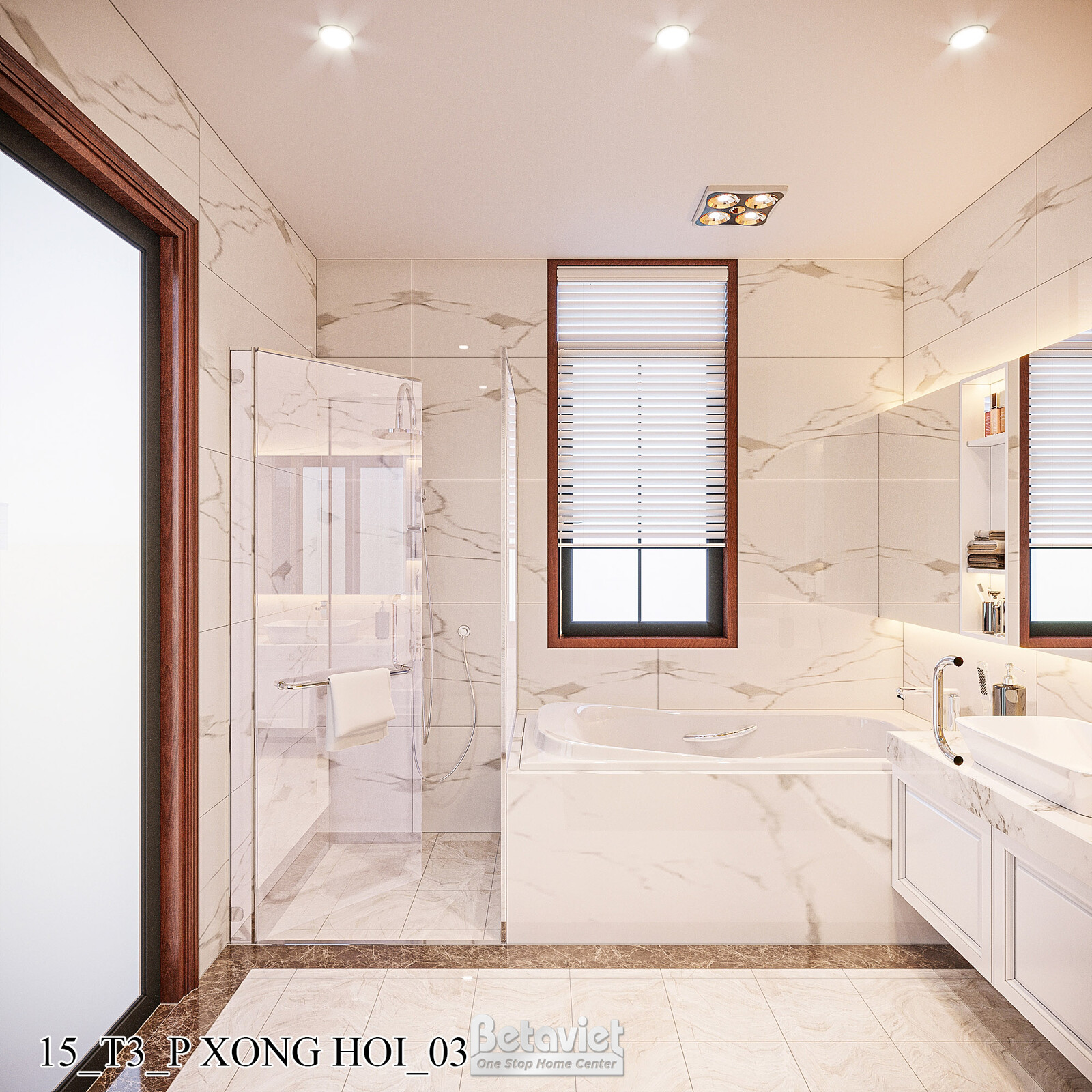 Nội thất phòng tắm biệt thự Art Deco KT21212 – góc nhìn tổng thể