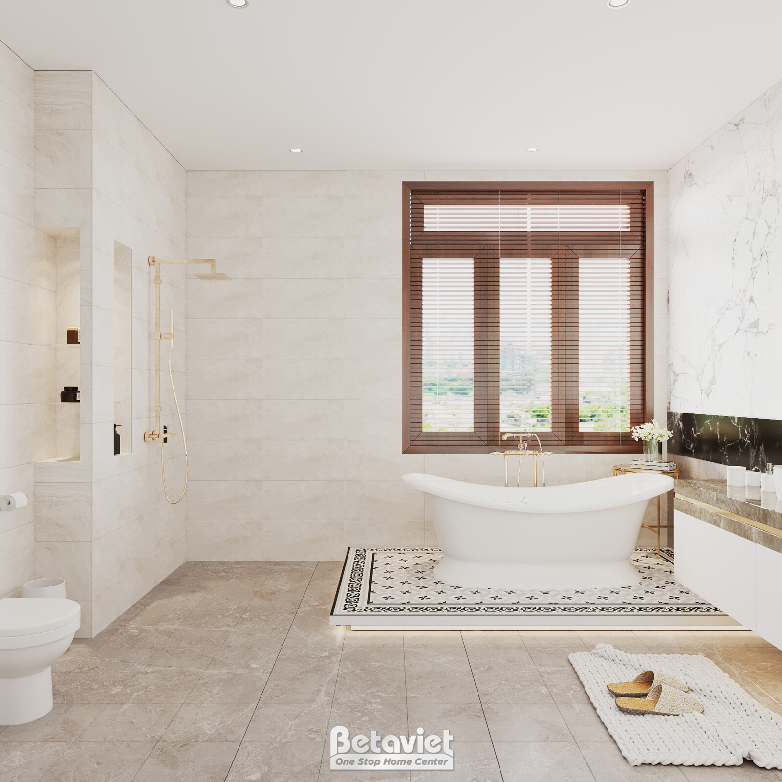 Nội thất phòng tắm biệt thự tân cổ điển KT21181 – góc nhìn 5