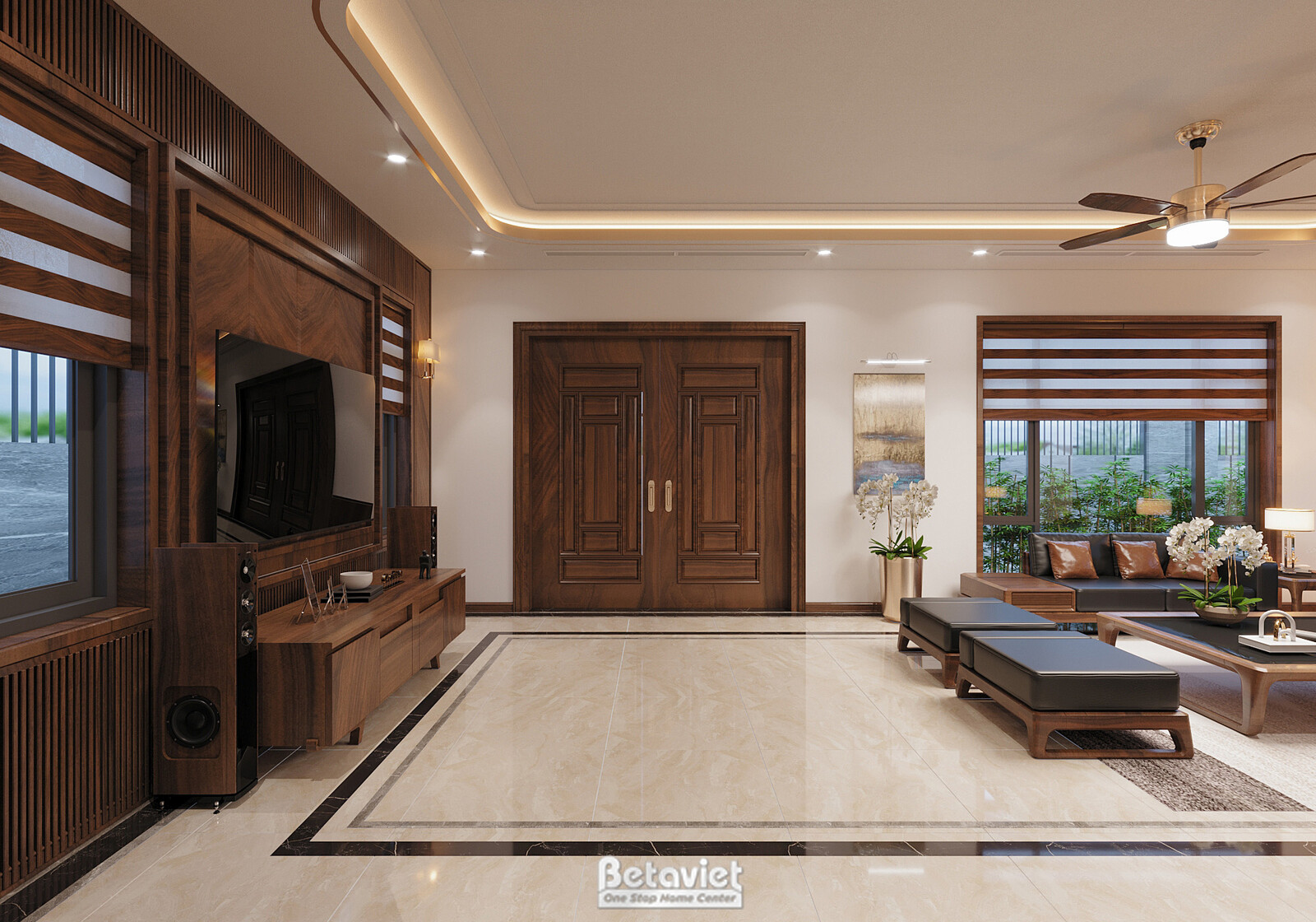 Nội thất phòng khách biệt thự hiện đại NT22140 – góc nhìn 4