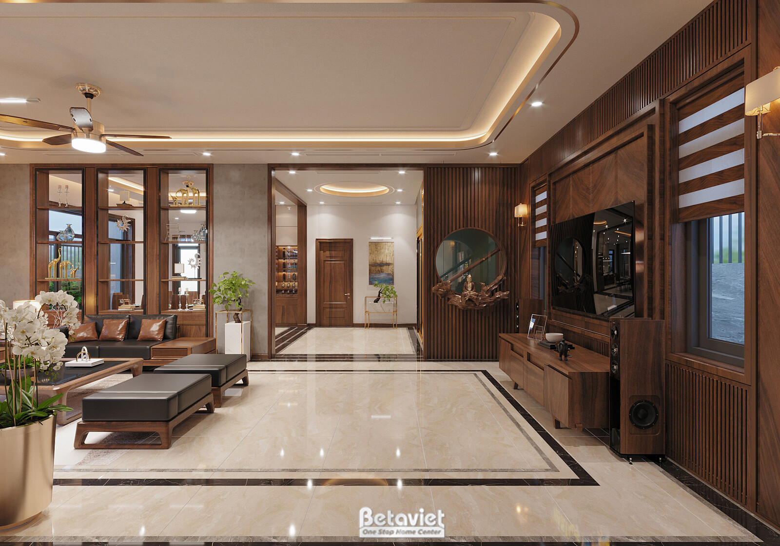 Nội thất phòng khách biệt thự hiện đại NT22140 – góc nhìn 5