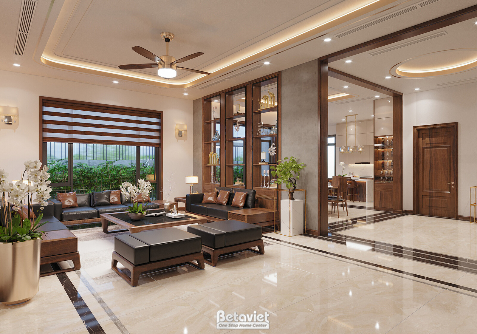 Nội thất phòng khách biệt thự hiện đại NT22140 – góc nhìn 3