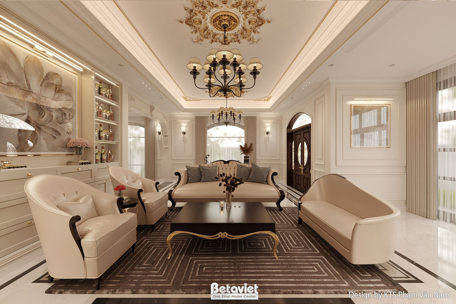 Biệt thự art deco NT24404 – phối cảnh mặt tiền