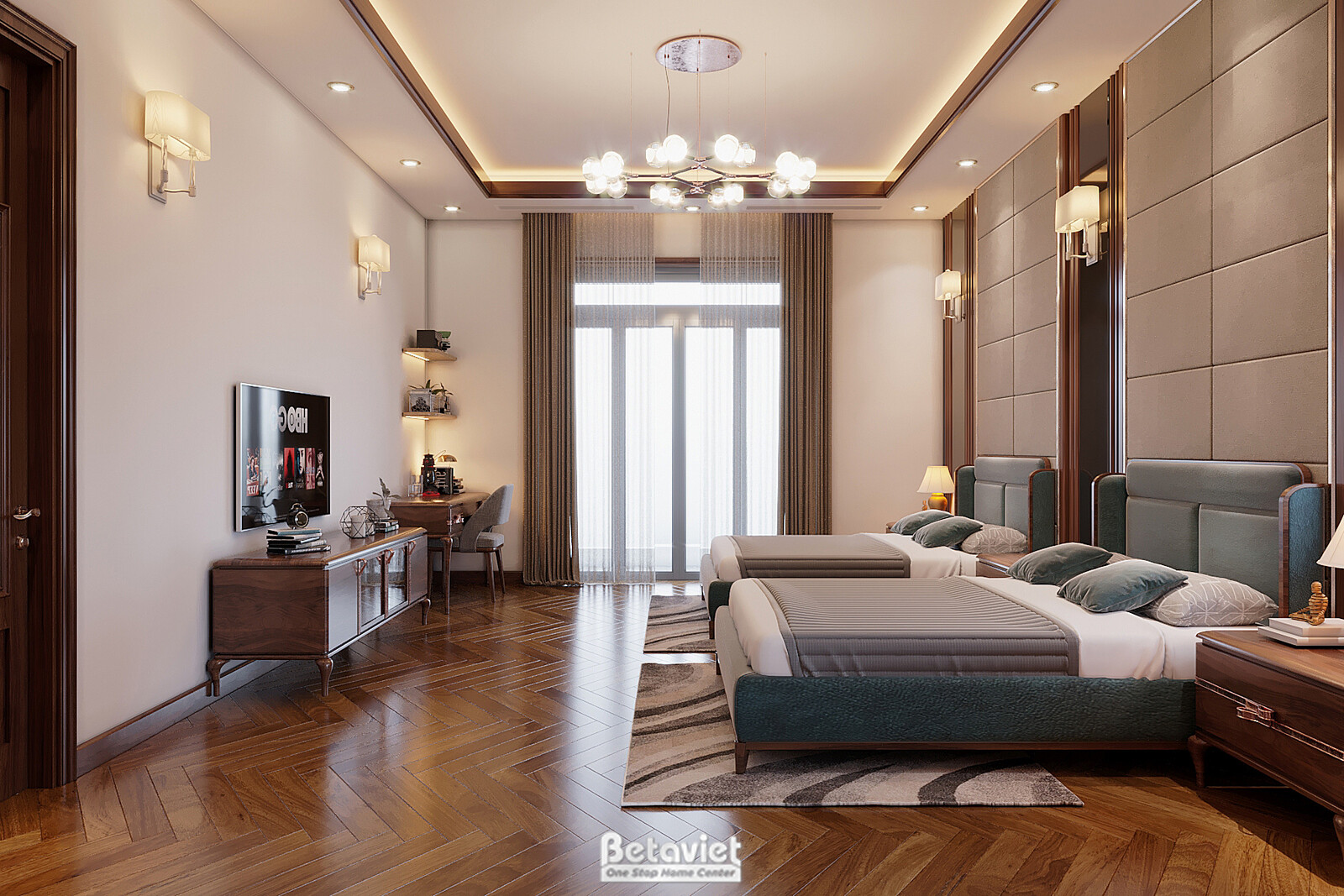 Nội thất phòng ngủ biệt thự hiện đại NT22140 – góc nhìn 13