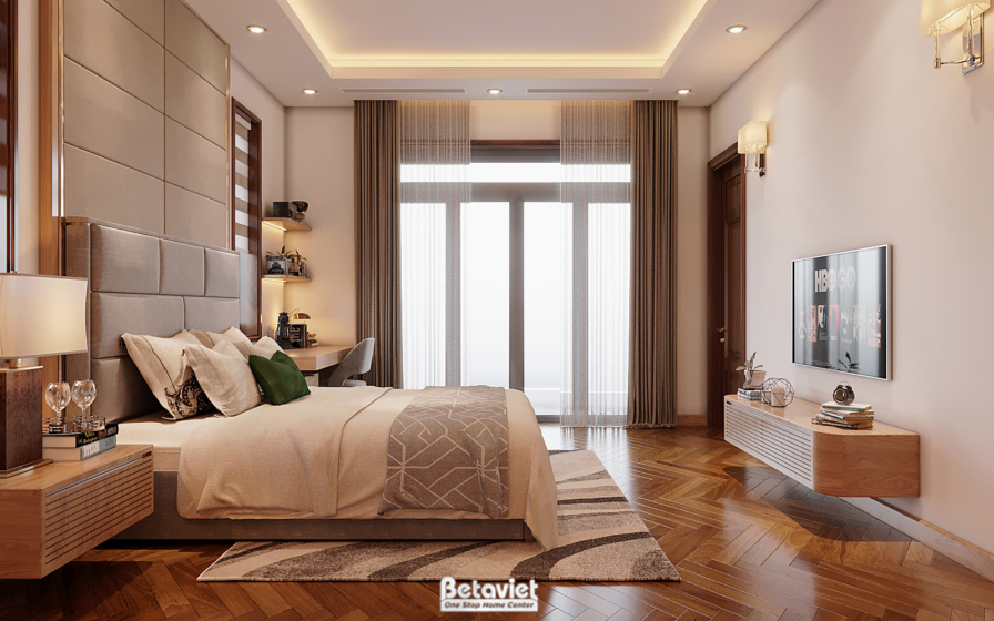 Nội thất phòng ngủ biệt thự hiện đại NT22140 – góc nhìn tổng thể