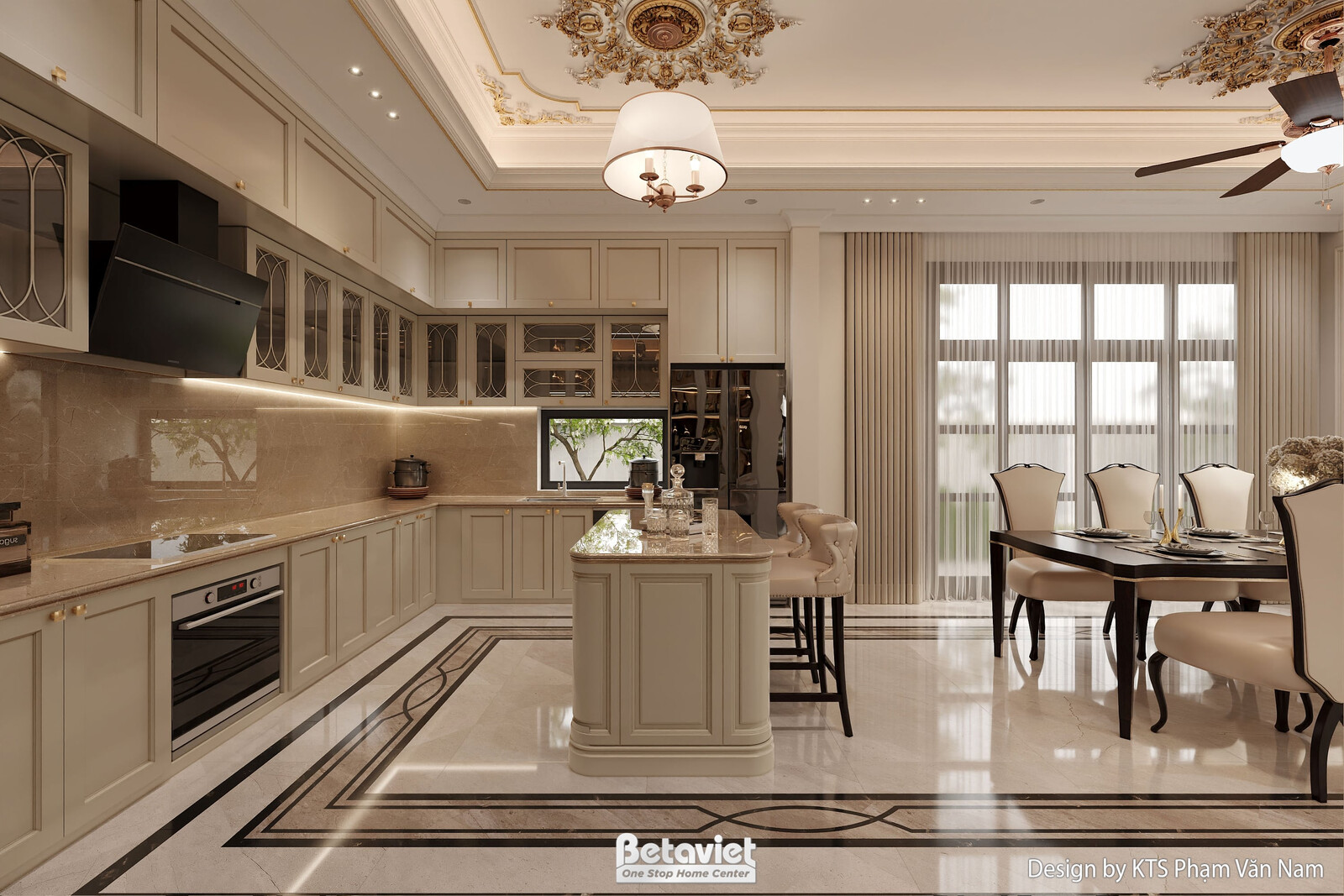 Nội thất hầm rượu biệt thự tân cổ điển NT24404 – góc nhìn tổng thể