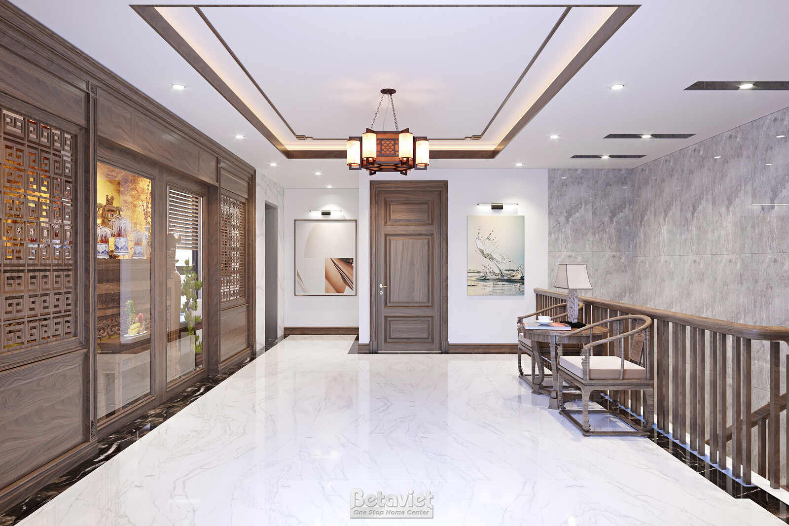 Nội thất hành lang biệt thự hiện đại NT22113 – góc nhìn 2