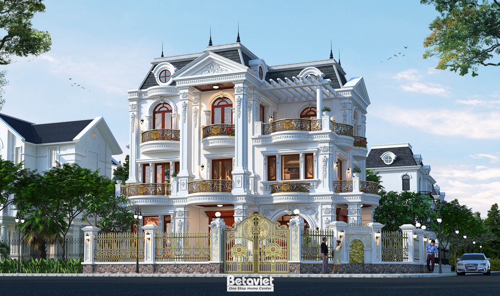 Biệt thự 3 tầng tân cổ điển KT20110 – phối cảnh mặt tiền (3)