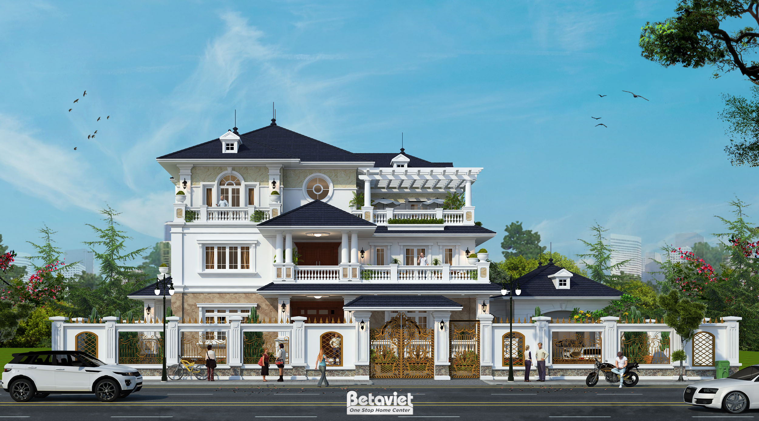 Mẫu thiết kế biệt thự tân cổ điển 3 tầng đẹp tại KĐT Nam Lê Lợi KT17062
