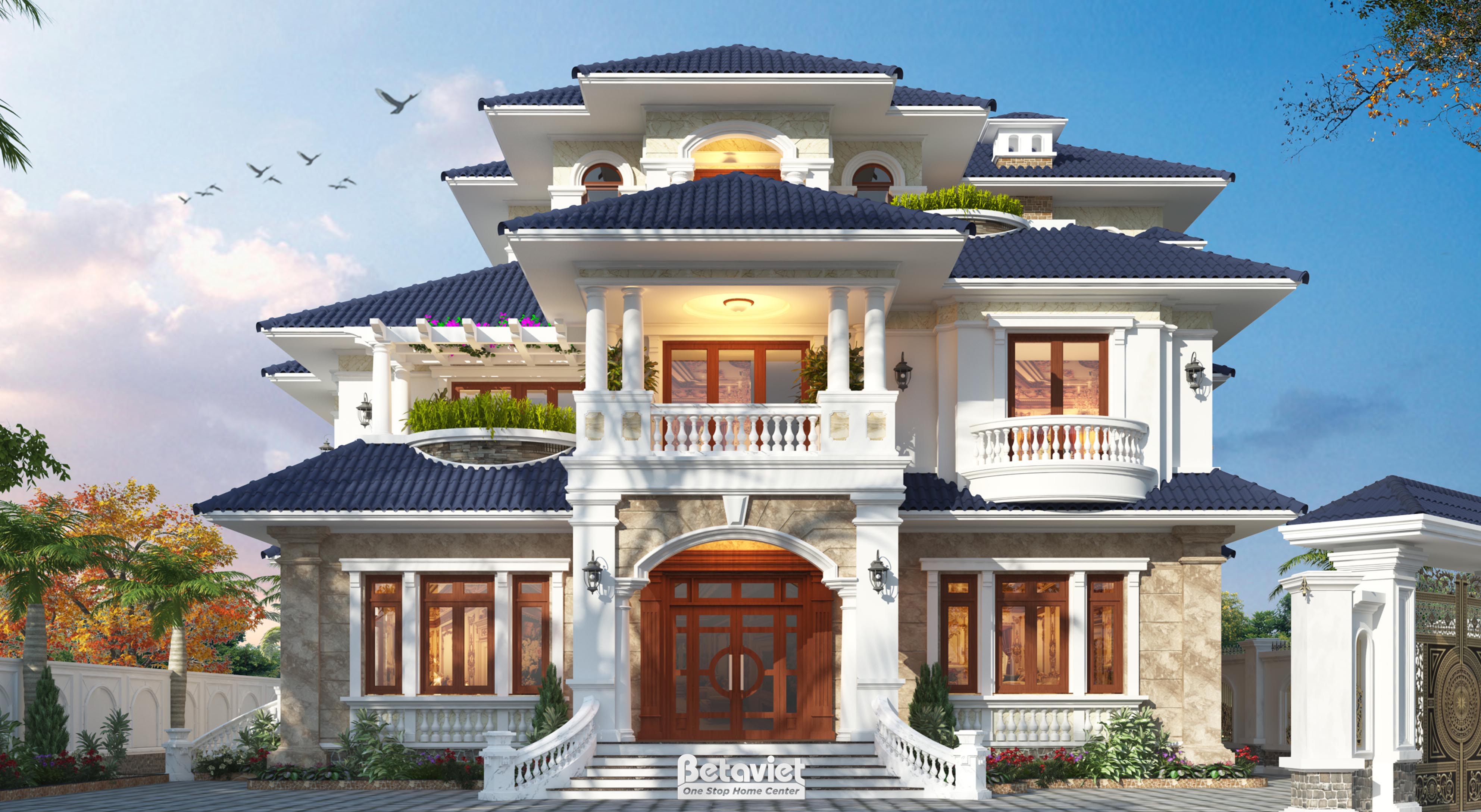 Mẫu thiết kế biệt thự tân cổ điển 3 tầng tại Thái Nguyên KT21107