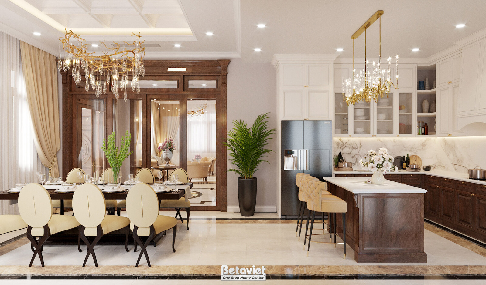 Nội thất phòng ăn biệt thự Art Deco NT19029 – góc nhìn 2