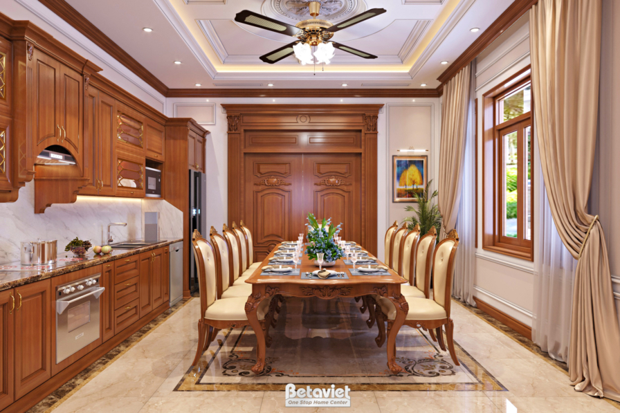 Thiết kế nội thất phòng ăn tân cổ điển NT21034
