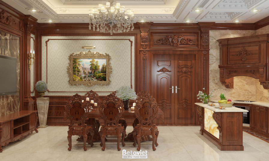 Nội thất phòng ăn lâu đài tân cổ điển KT18106 – góc nhìn 7