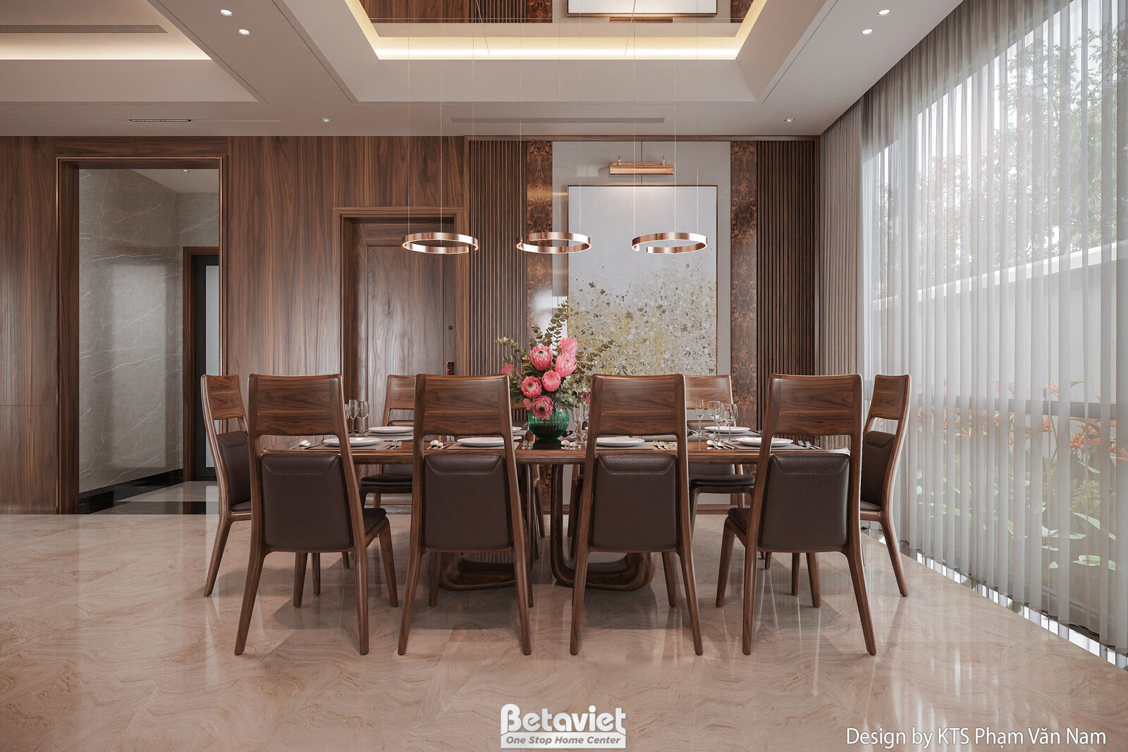Nội thất phòng ăn biệt thự tân cổ điển NT24406 – góc nhìn 3