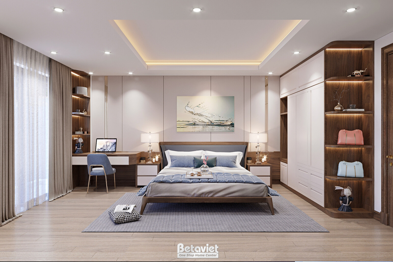 Nội thất phòng ngủ biệt thự hiện đại NT22113 – góc nhìn 2