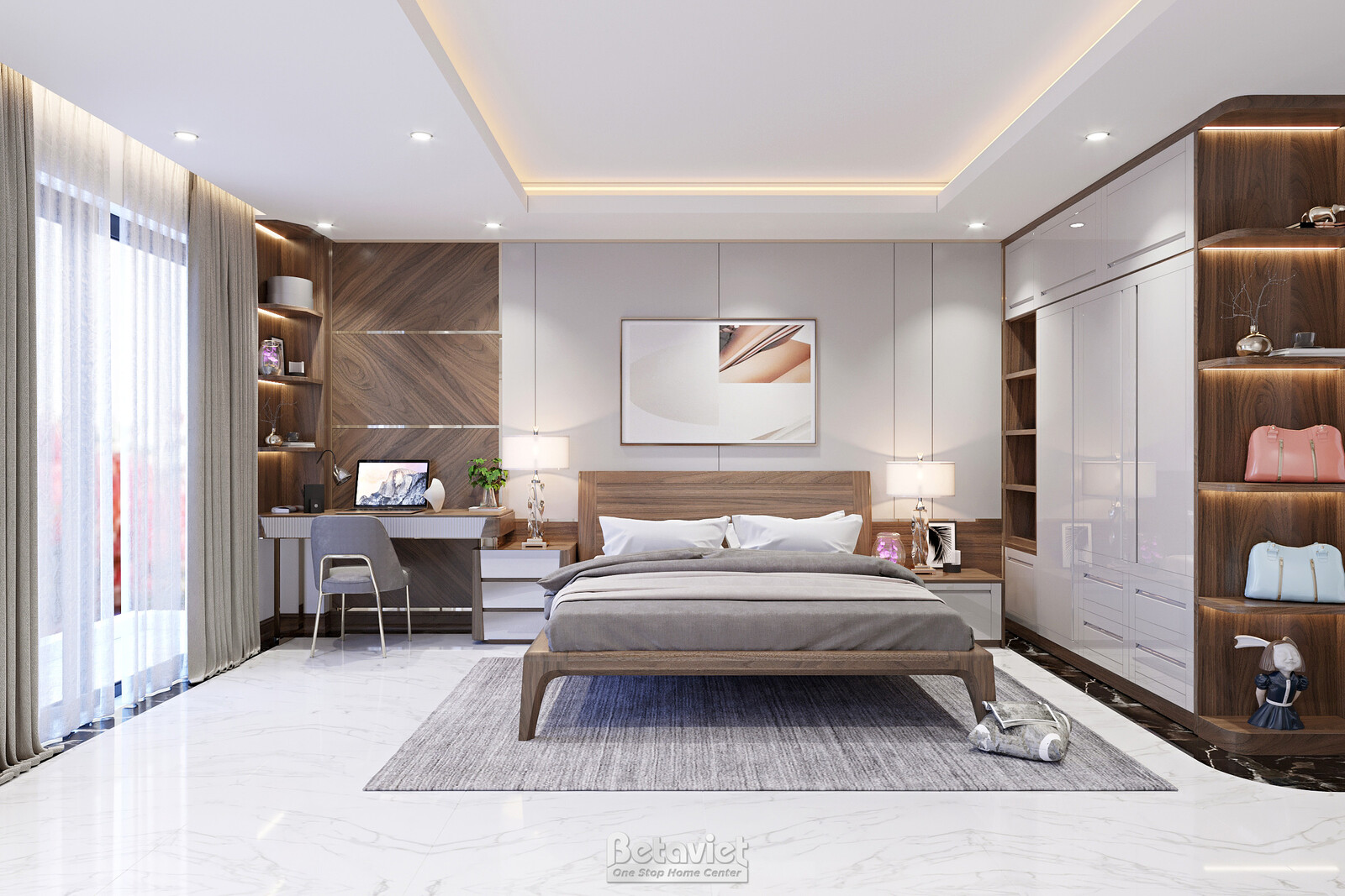Nội thất phòng ngủ biệt thự hiện đại NT22113 – góc nhìn 3