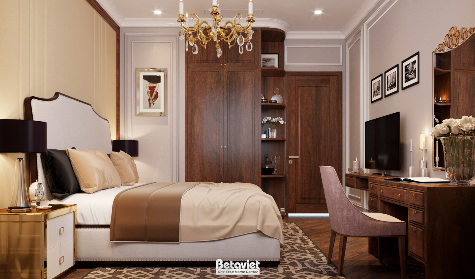 Nội thất phòng ngủ biệt thự Art Deco NT19029 – góc nhìn 6