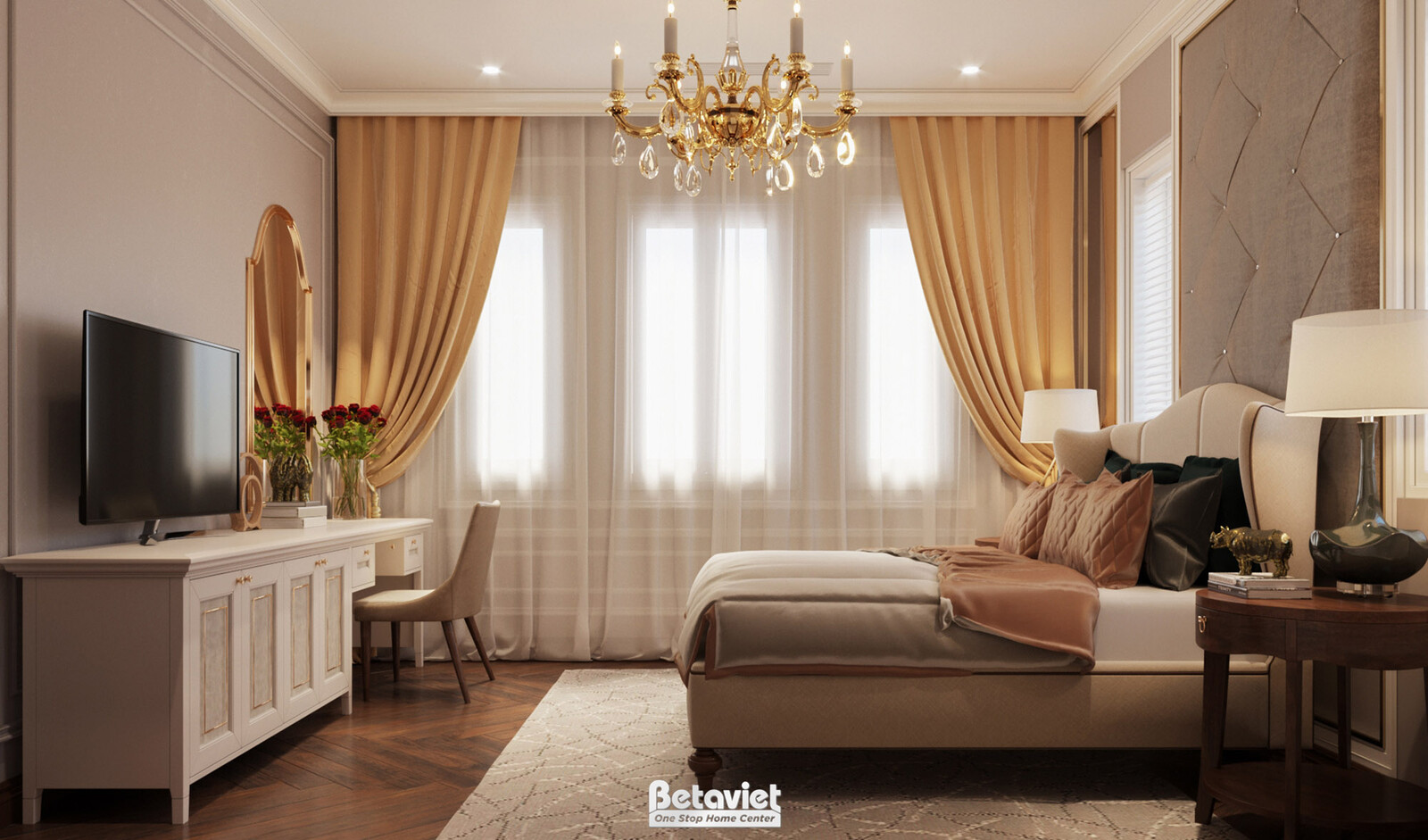 Nội thất phòng ngủ biệt thự Art Deco NT19029 – góc nhìn 5