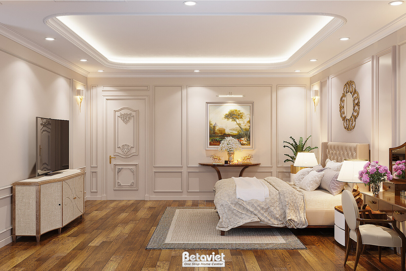 Nội thất phòng ngủ biệt thự tân cổ điển NT21121A – góc nhìn 7