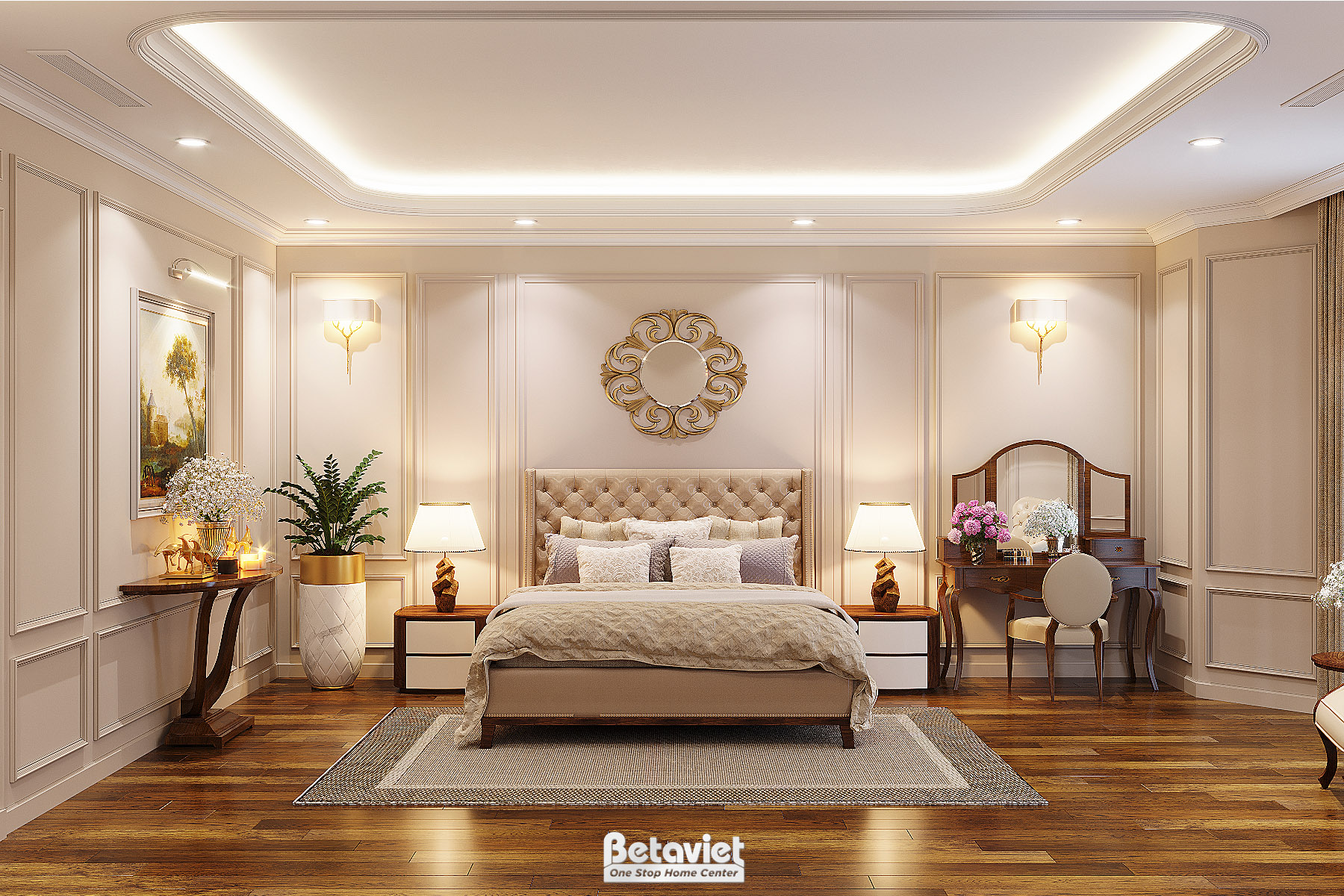 Thiết kế nội thất phòng ngủ tân cổ điển NT21121A