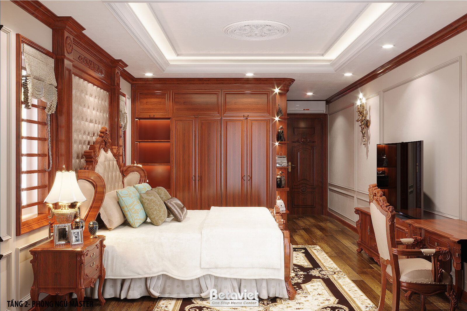 Nội thất phòng ngủ biệt thự tân cổ điển KT22069 – góc nhìn 12