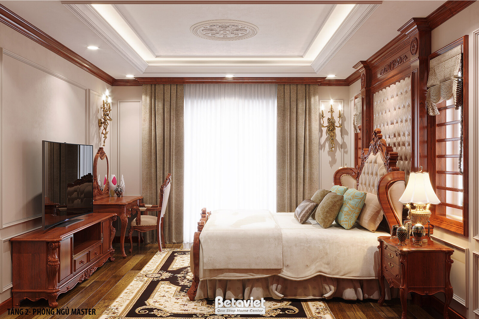 Nội thất phòng ngủ biệt thự tân cổ điển KT22069 – góc nhìn 13