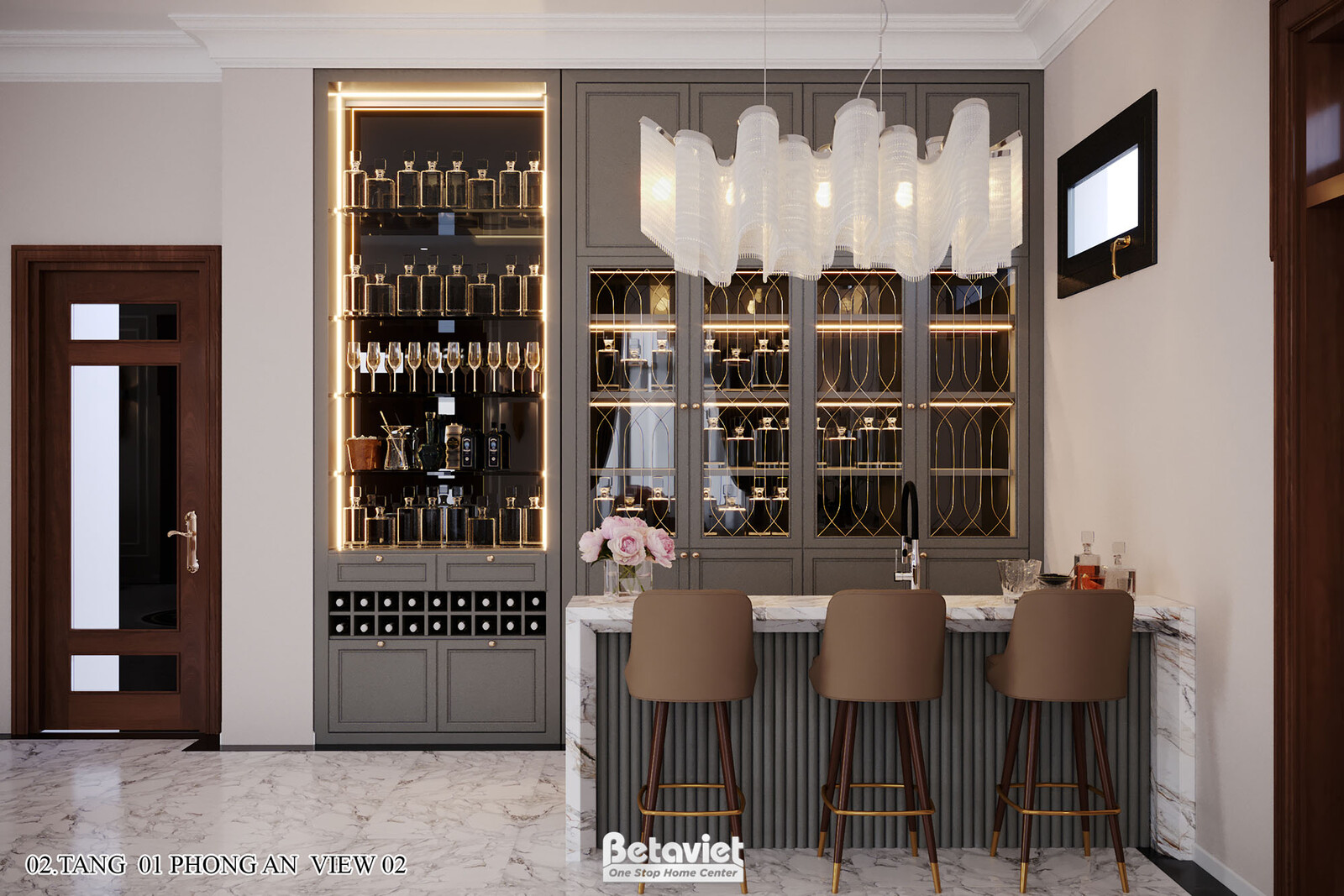Nội thất phòng ăn biệt thự Art Deco NT21106 – góc nhìn 3