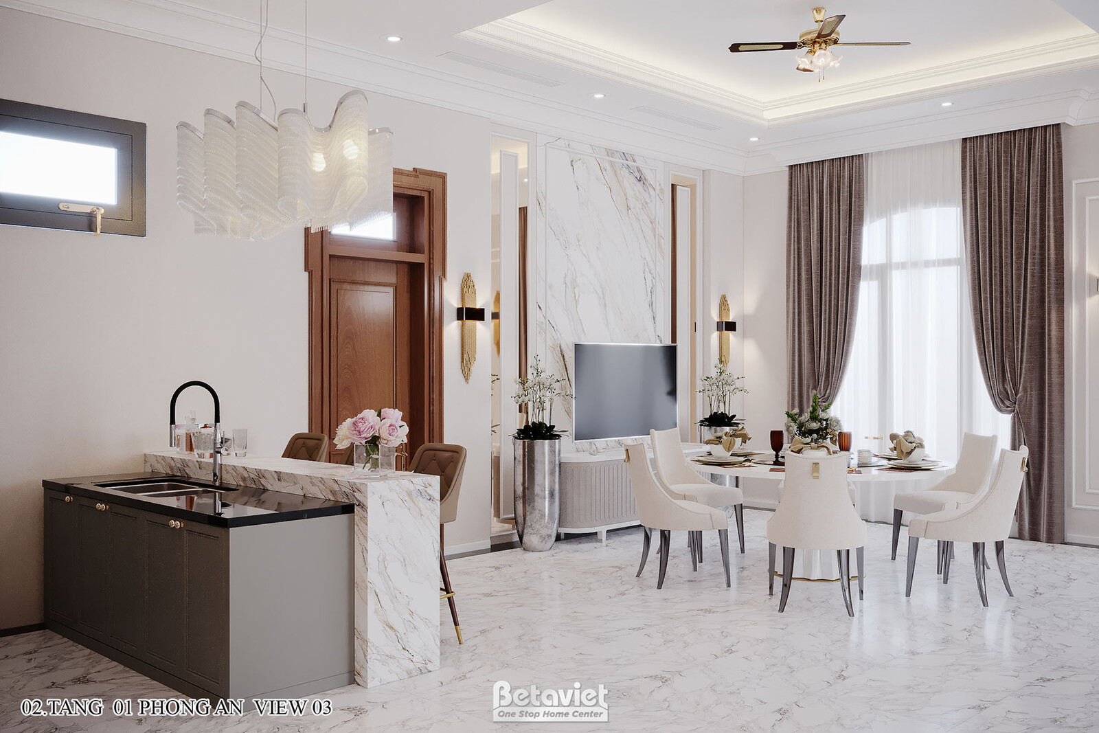 Nội thất phòng ăn biệt thự Art Deco NT21106 – góc nhìn 2