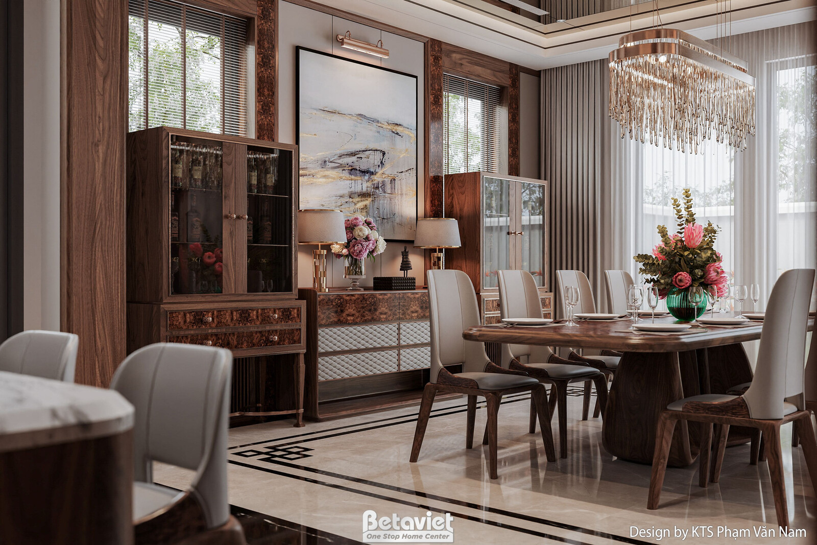 Nội thất phòng ăn biệt thự tân cổ điển NT24408 – góc nhìn 6