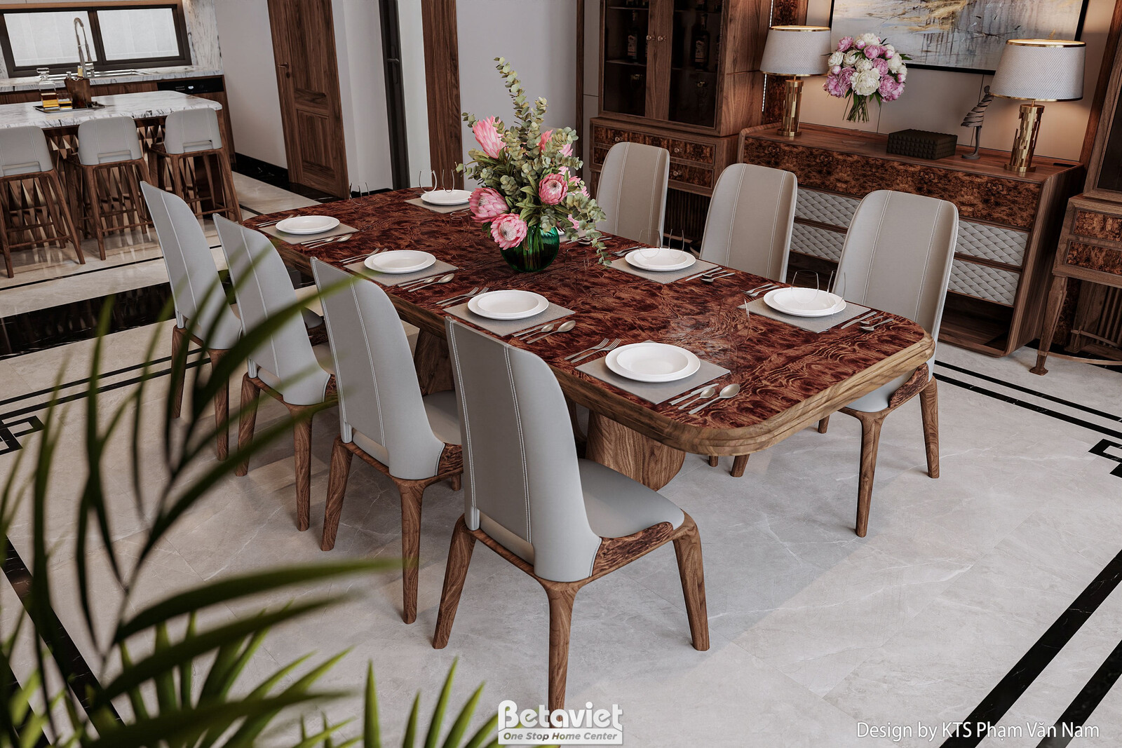 Nội thất phòng ăn biệt thự tân cổ điển NT24408 – góc nhìn 5