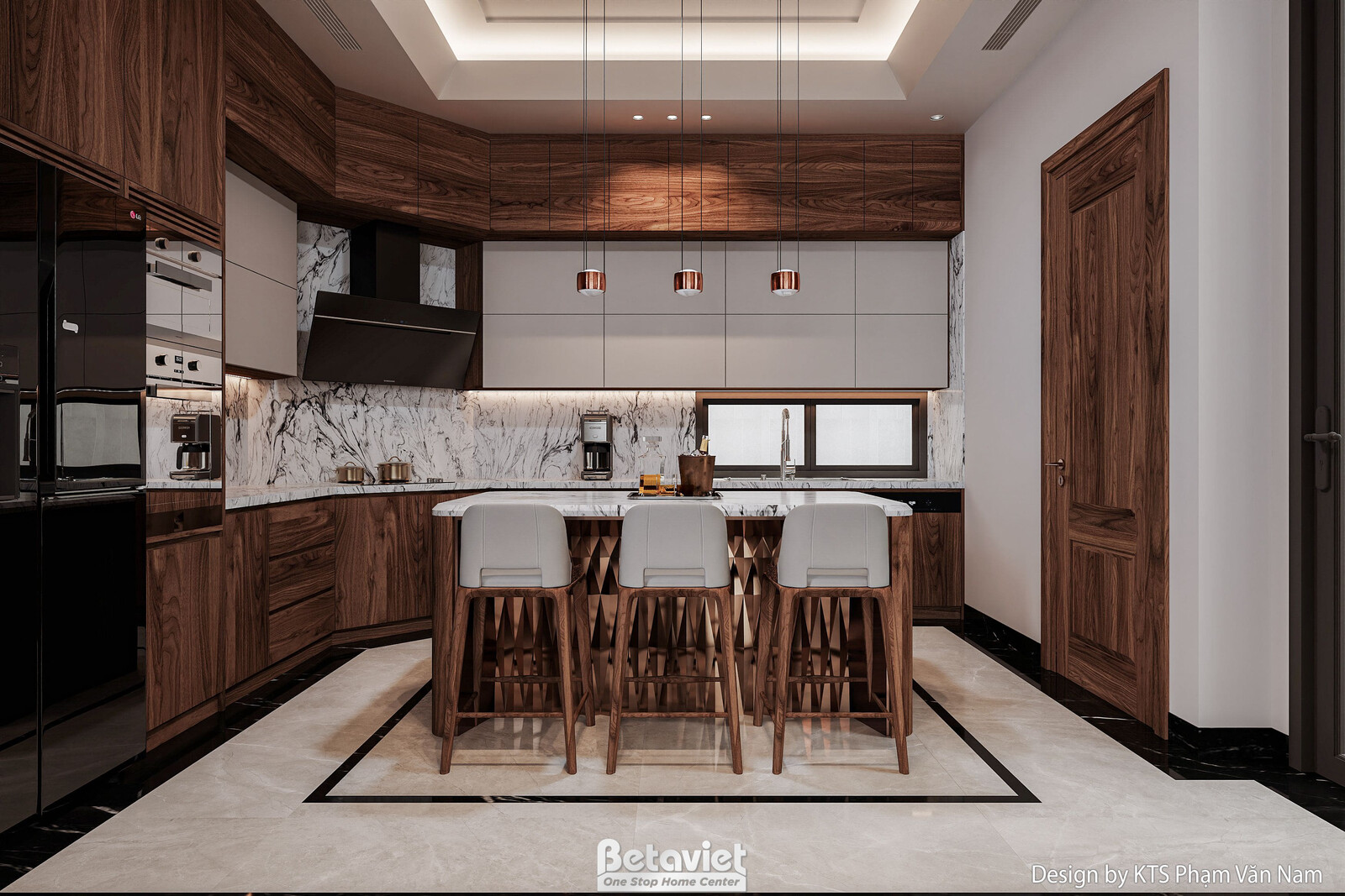 Nội thất phòng bếp biệt thự tân cổ điển NT24408 – góc nhìn 4