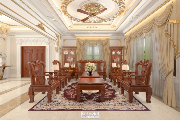 Mẫu thiết kế phòng khách biệt thự tân cổ điển NT18133