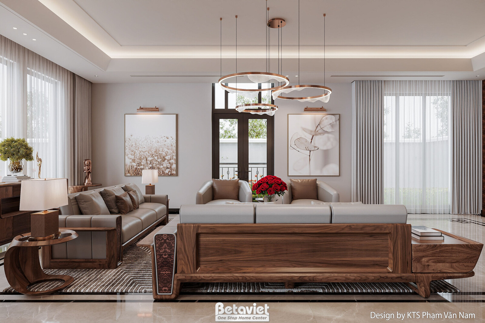 Nội thất phòng khách biệt thự hiện đại NT24408 – góc nhìn 4