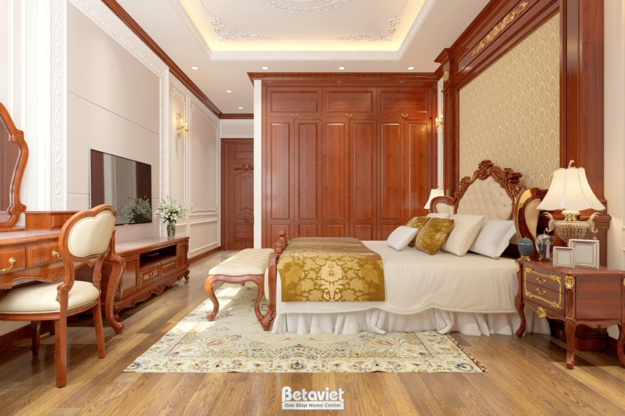 Nội thất phòng ngủ biệt thự tân cổ điển NT18133 – góc nhìn 3