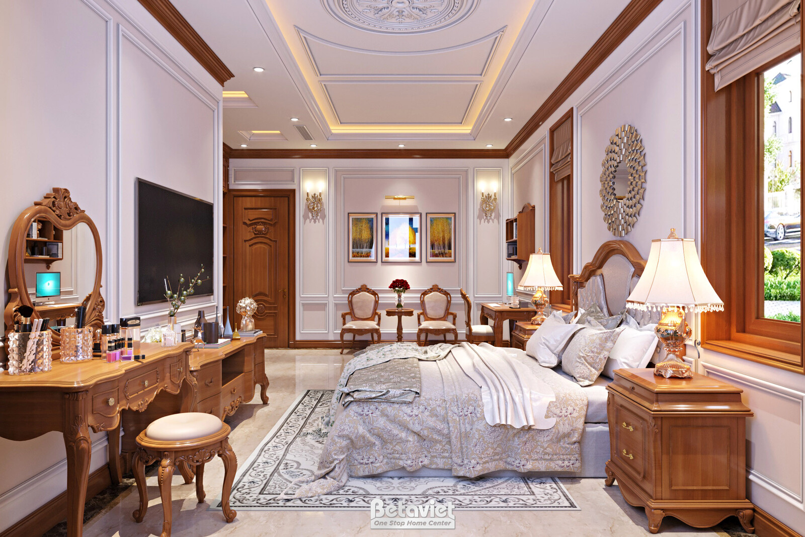 Nội thất phòng ngủ biệt thự tân cổ điển KT20047 – góc nhìn 2