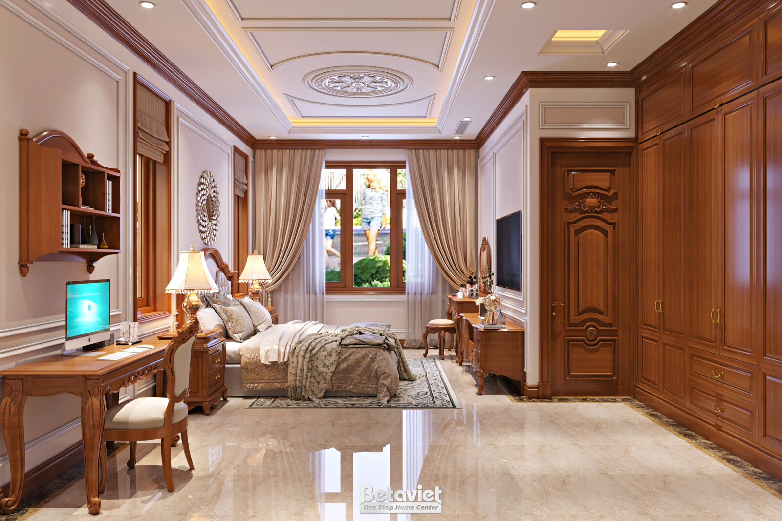 Nội thất phòng ngủ biệt thự tân cổ điển KT20047 – góc nhìn 3