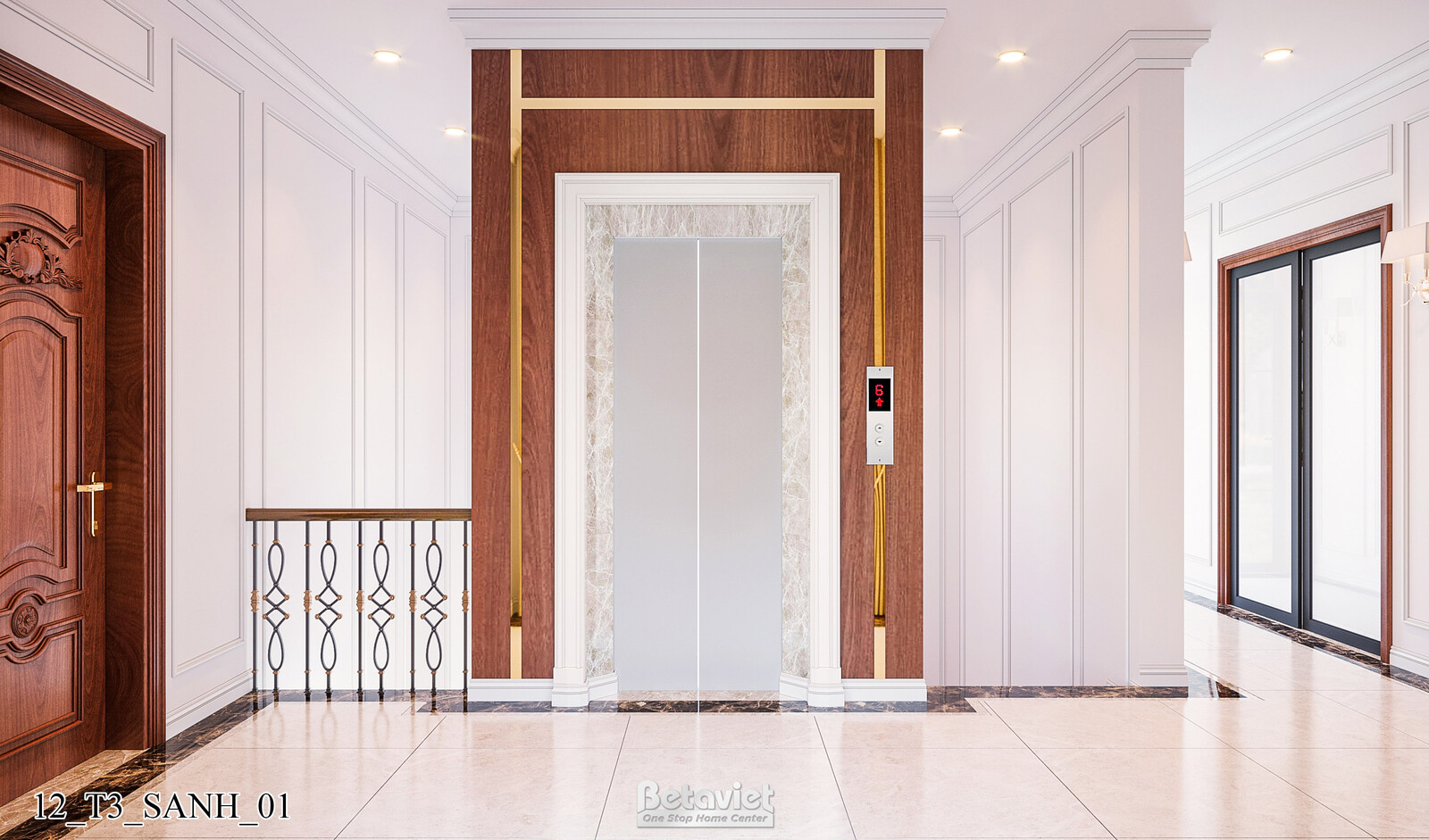 Nội thất hành lang biệt thự Art Deco KT21212 – góc nhìn 4