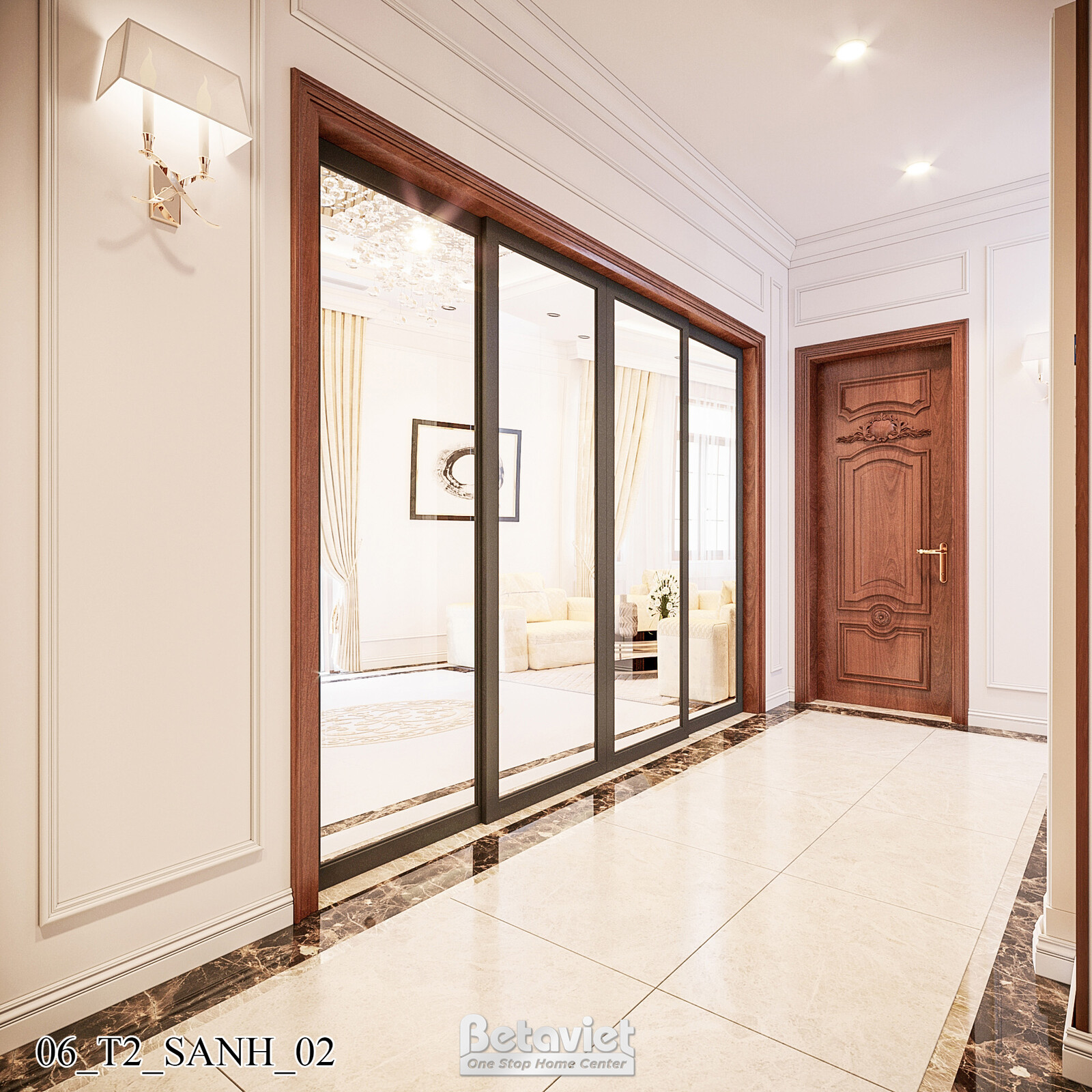 Nội thất hành lang biệt thự Art Deco KT21212 – góc nhìn 2