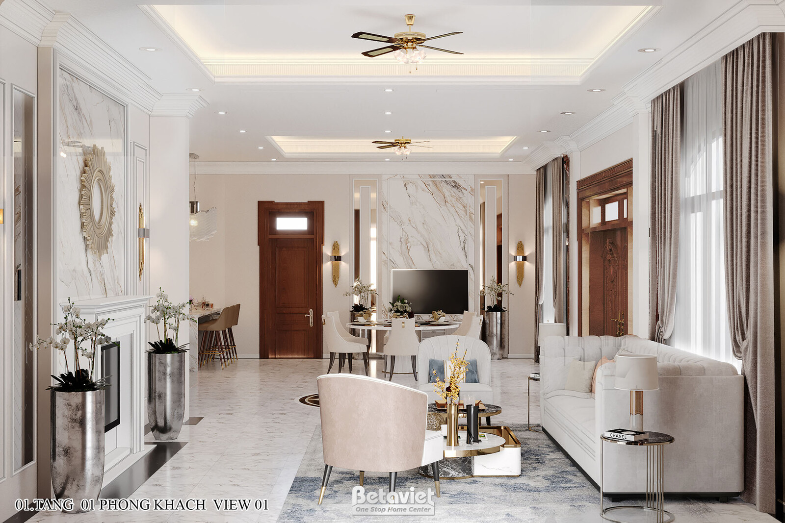 Nội thất phòng khách biệt thự Art Deco NT21106 – góc nhìn 2