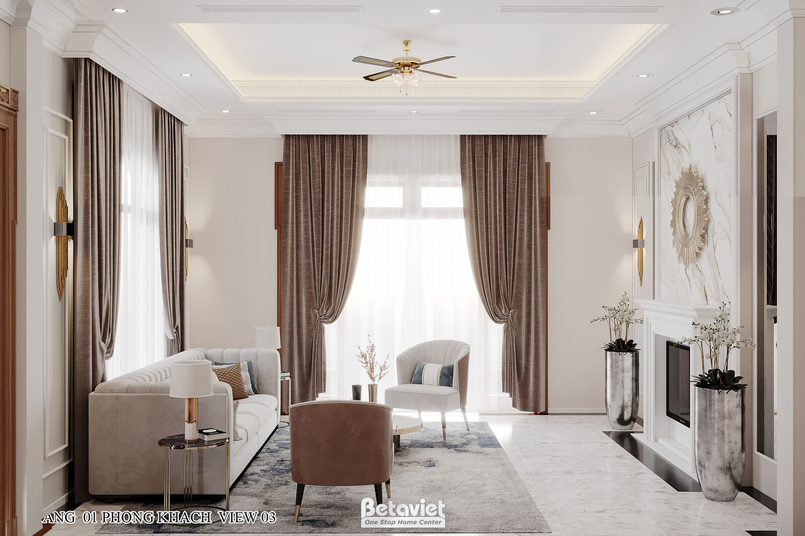 Nội thất phòng khách biệt thự Art Deco NT21106 – góc nhìn 3
