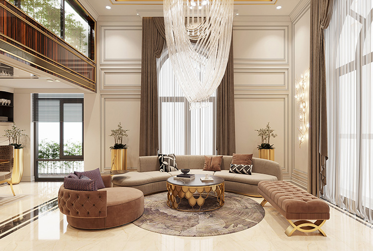 Mẫu nội thất biệt thự thông tầng Vinhomes Ocean Park phong cách hiện đại luxury NT23309