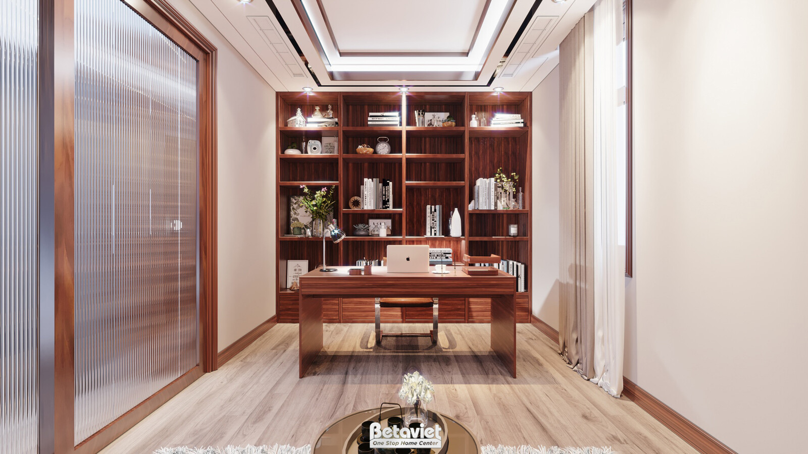 Nội thất phòng làm việc - học tập biệt thự hiện đại NT21045 – góc nhìn tổng thể