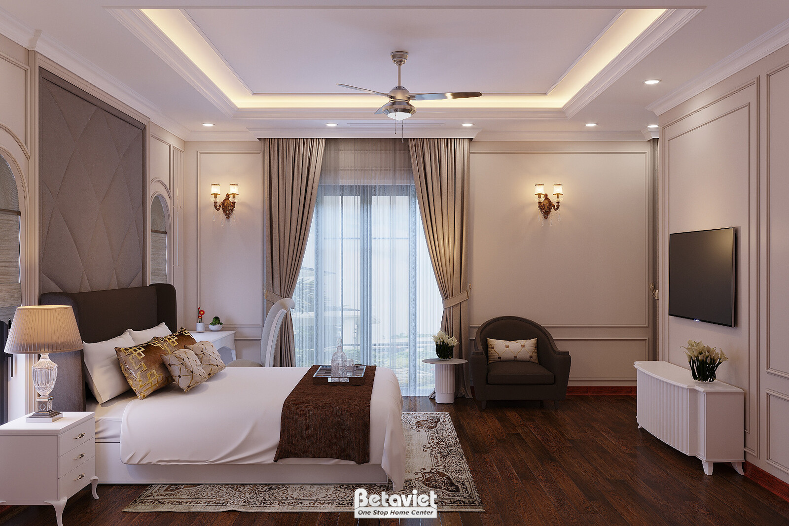 Nội thất phòng ngủ biệt thự tân cổ điển NT22095 – góc nhìn 11