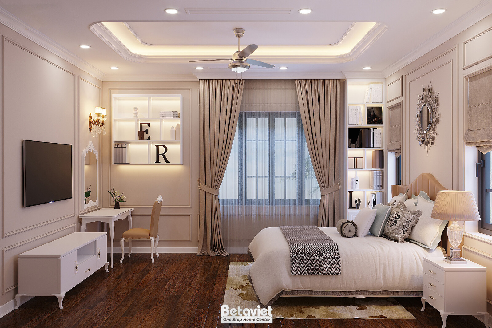 Nội thất phòng ngủ biệt thự tân cổ điển NT22095 – góc nhìn 4