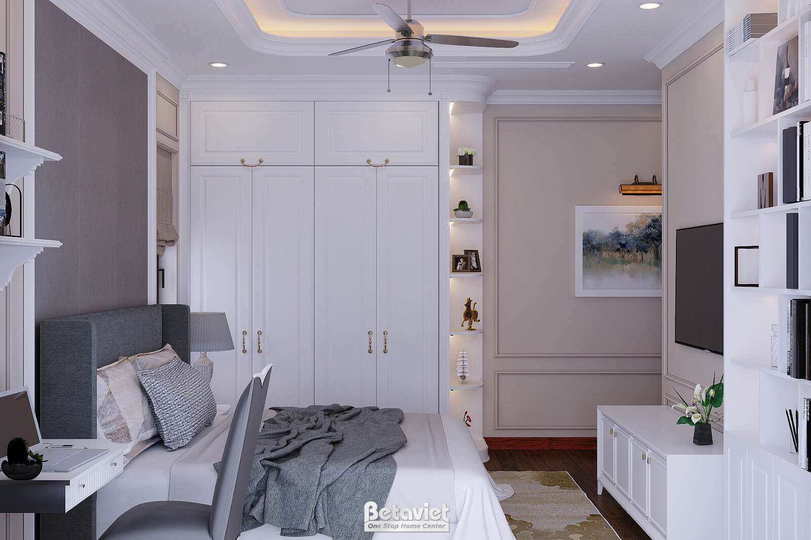 Nội thất phòng ngủ biệt thự tân cổ điển NT22095 – góc nhìn 5