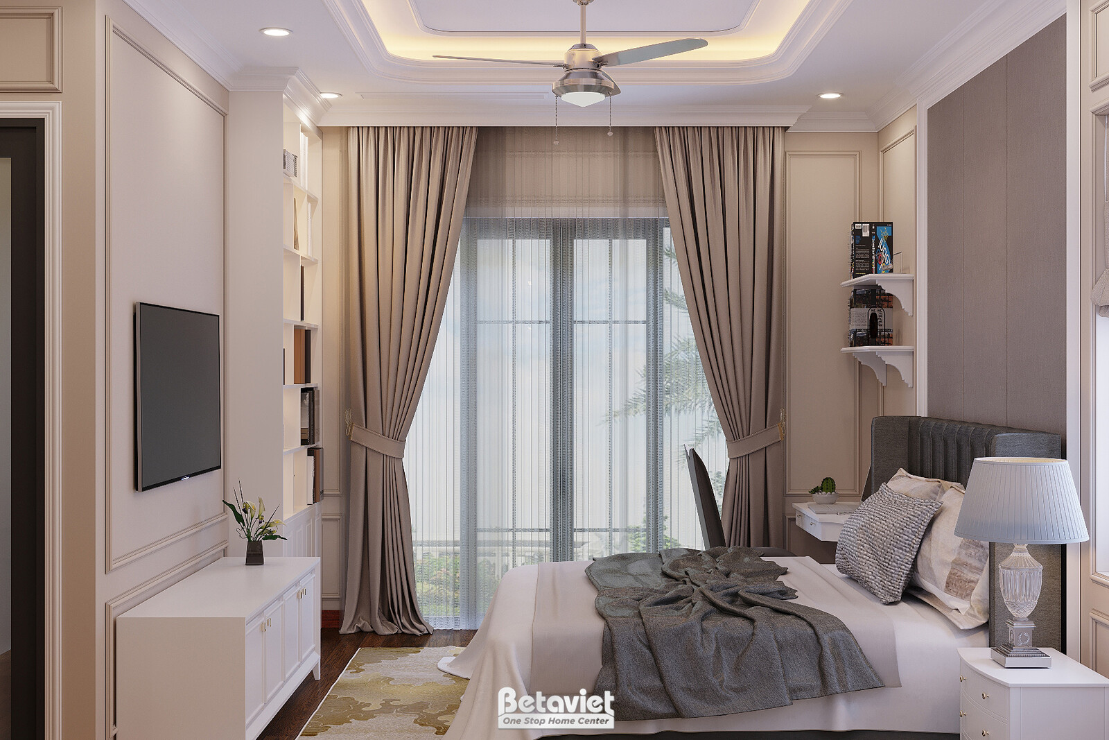 Nội thất phòng ngủ biệt thự tân cổ điển NT22095 – góc nhìn 6