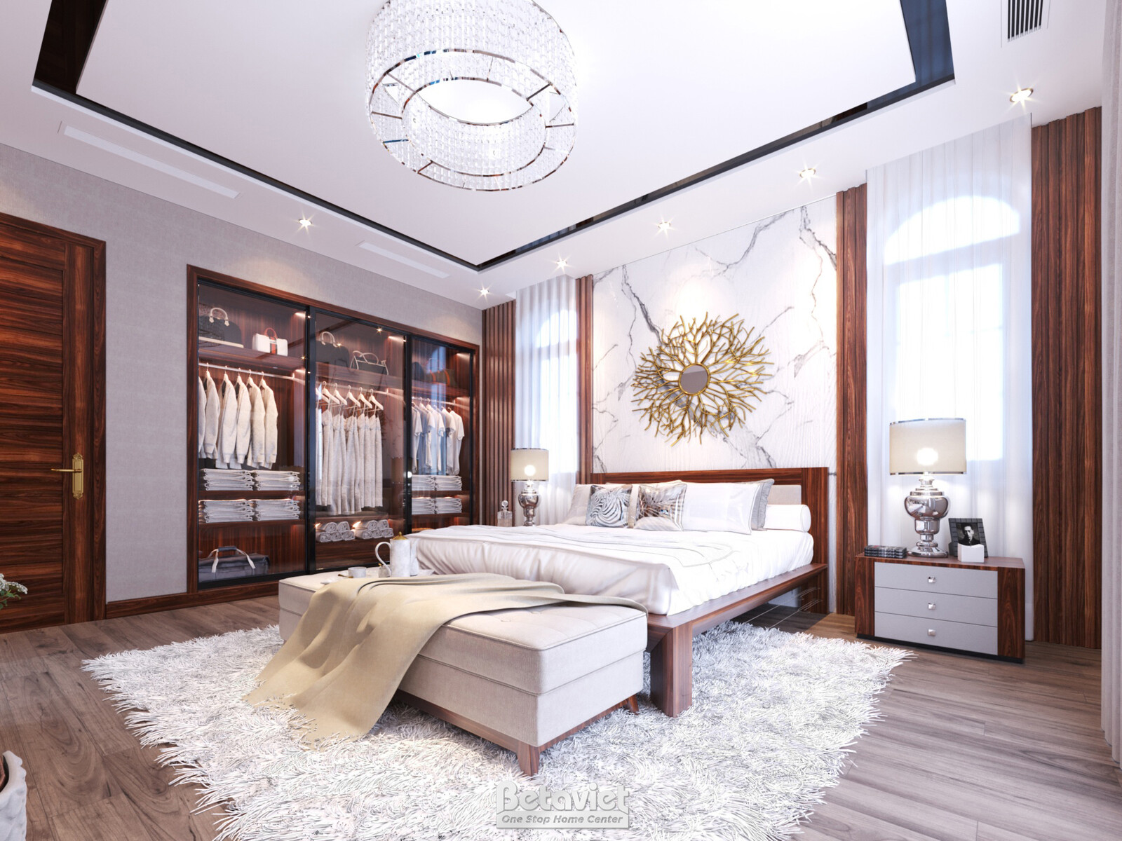 Nội thất phòng ngủ biệt thự hiện đại NT21045 – góc nhìn 4