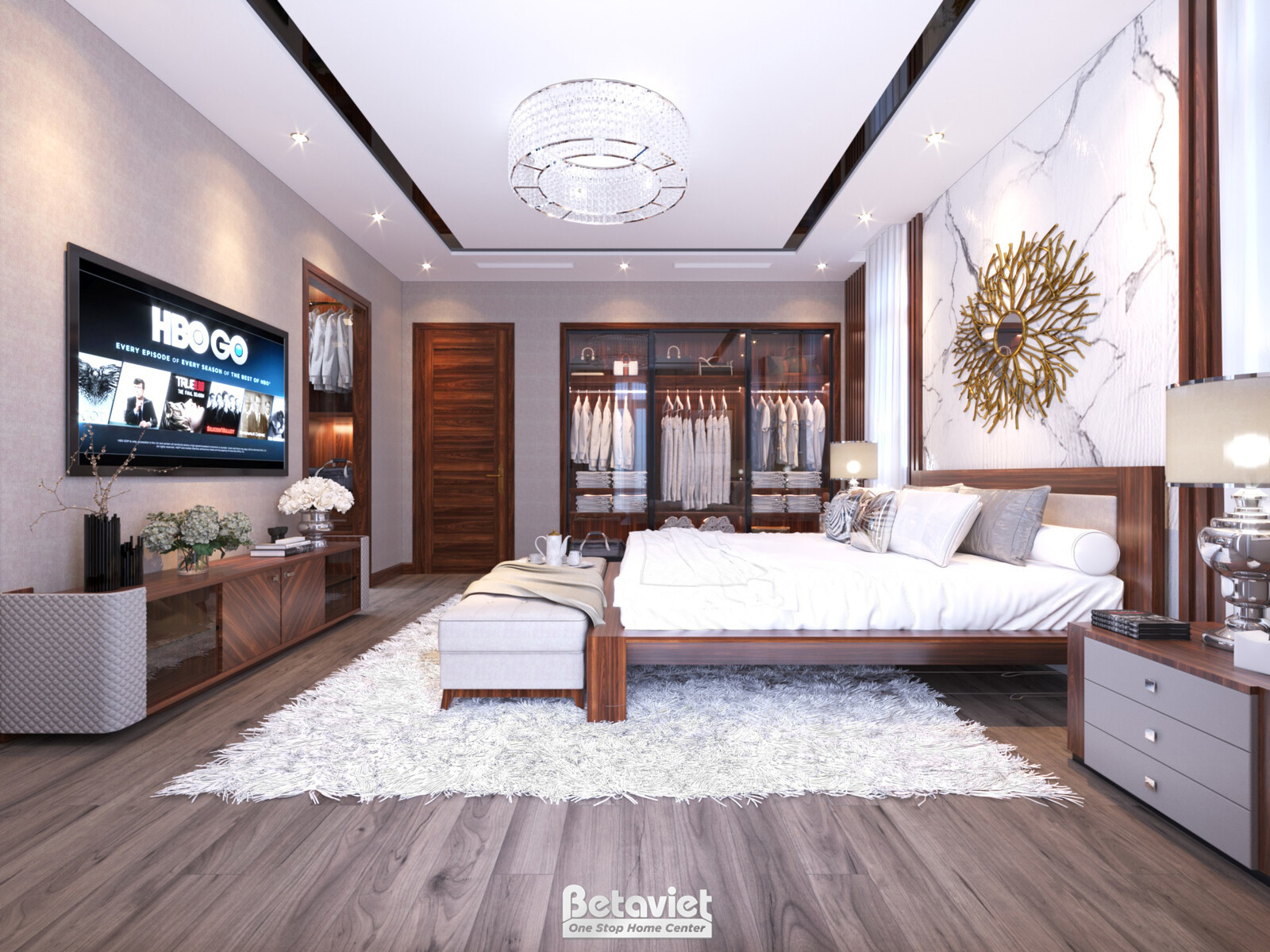 Nội thất phòng ngủ biệt thự hiện đại NT21045 – góc nhìn 6