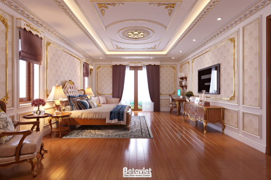 Nội thất phòng ngủ biệt thự tân cổ điển NT21047 – góc nhìn 3