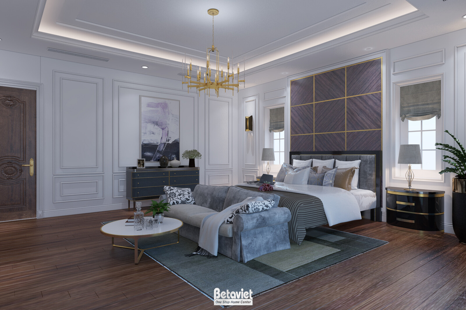 Nội thất phòng ngủ biệt thự tân cổ điển KT17044 – góc nhìn 10