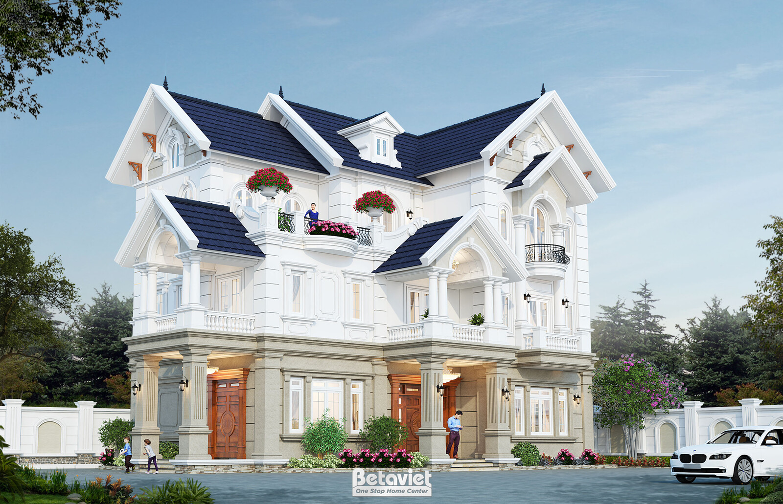 Biệt thự 3 tầng kiểu Pháp KT20131 – phối cảnh mặt tiền (3)
